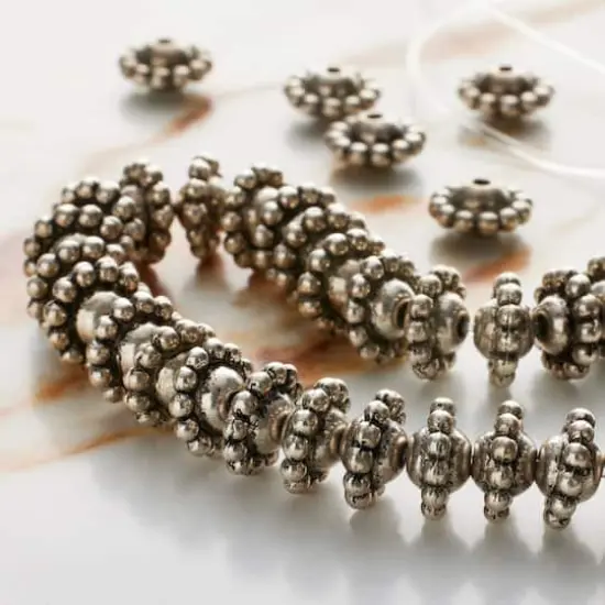 Silver Plated Bumpy Metal Rondel Beads, 10mm by Bead Landing&trade; {3}