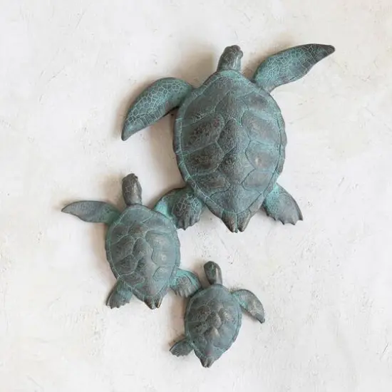 Hello Honey&reg; Teal with Verdigris Finish Turtle Family Wall D&eacute;cor {3}