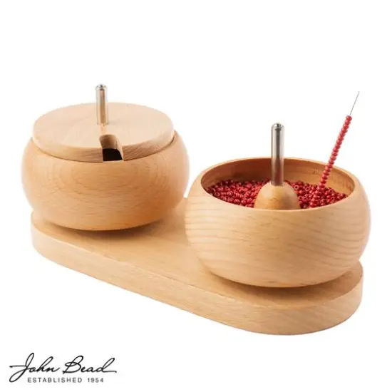 John Bead 3.6" x 3.6" Spin that Bead! Wooden Dual Bead Spinner with 2 Needles {3}