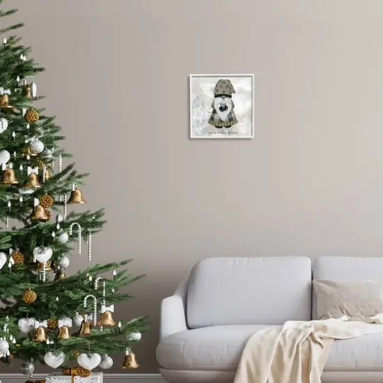 Stupell Industries Home Sweet Gnome Winter Snowflakes Framed Giclee Art White {3}