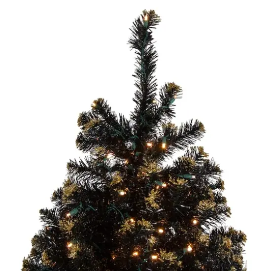 7.5ft. Pre-Lit Crystal Pine with Gold Glitter Artificial Christmas Tree, Clear LED Lights {7}