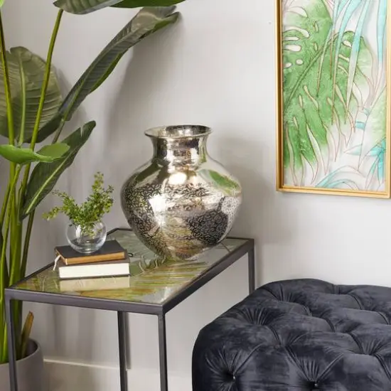 13" Silver Aluminum Contemporary Round Vase {8}