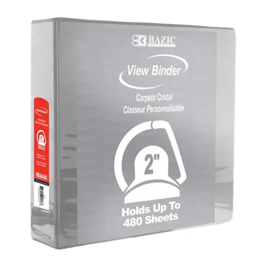 BAZIC&reg; 2" Slant D Ring View Binder with 2 Pockets, 6ct. Gray {4}
