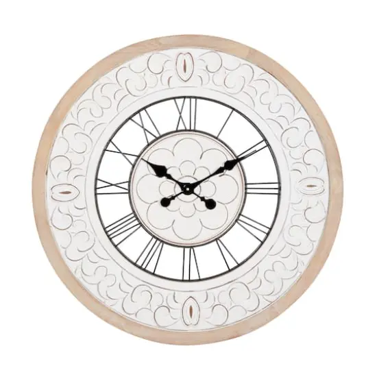 White Wood Farmhouse Wall Clock, 32" x 32" x 2" {1}