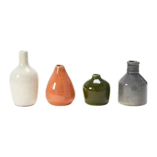 Hello Honey&reg; Stoneware Crackle Glaze Bud Vase Set Terra Cotta Tone {1}