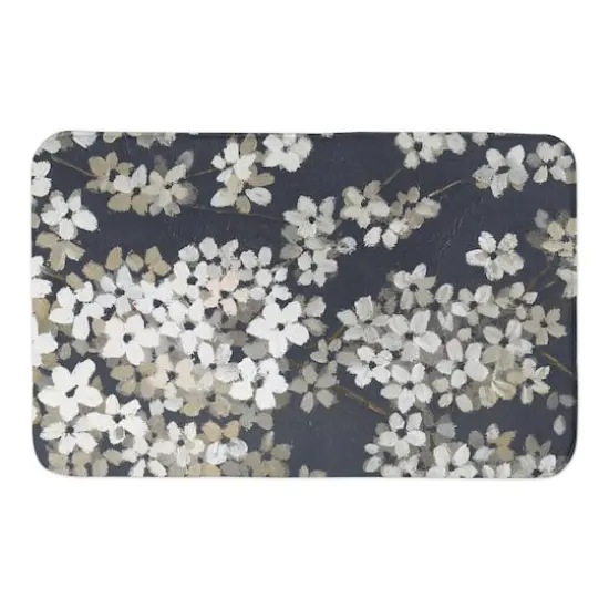 White Blossoms on Navy Bath Mat {1}