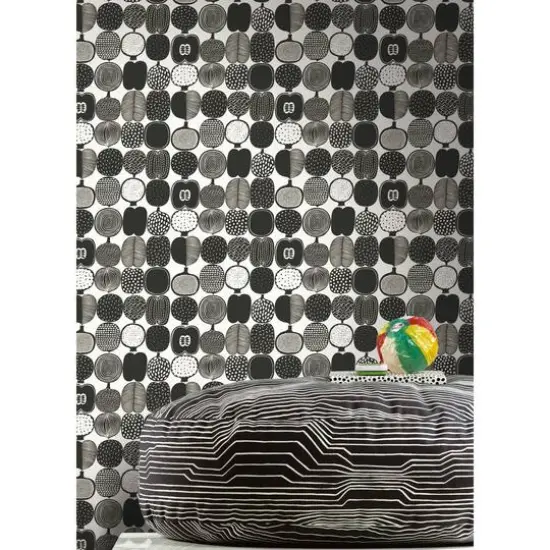 Brewster Marimekko Black & White Kompotti Peel & Stick Wallpaper {6}