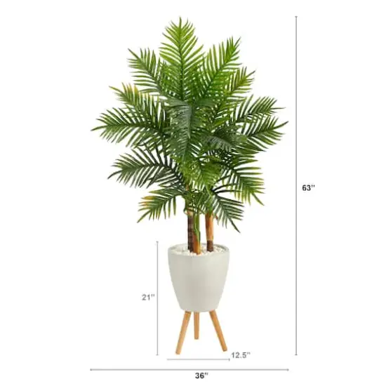 5ft. Areca Palm Tree in White Planter with Stand {3}