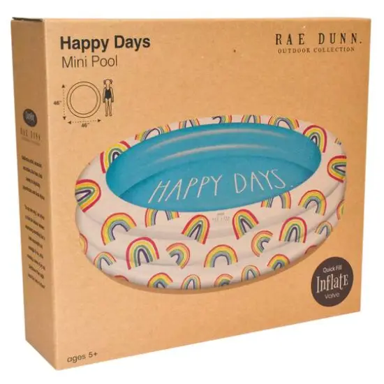 Rae Dunn 4ft. Happy Days Aqua Rainbow Mini Pool {7}