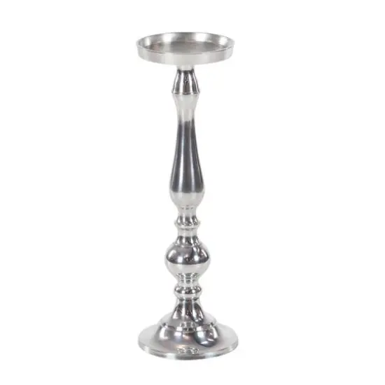 Silver Aluminum Traditional Candle Holder Set {4}
