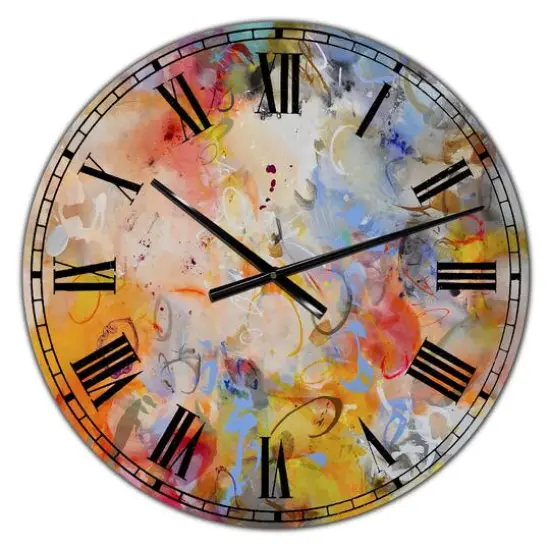 Designart Blue And Yellow Color Whirls Wall Clock {1}