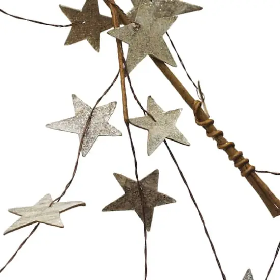 Hello Honey&reg; 6ft. Platinum Finish Glitter Star Garland {6}