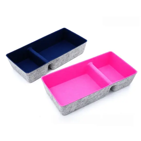 Welaxy Felt 2 Piece Divided Drawer Organizer Trays Navy and Hot Pink {6}