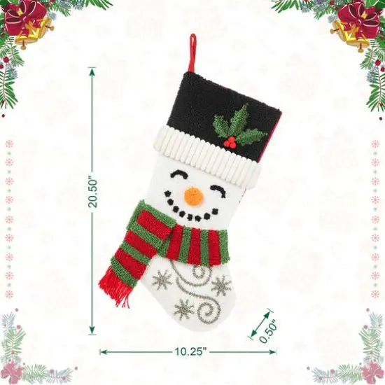 Glitzhome&reg; 20.5" Snowman Hooked Stocking {7}