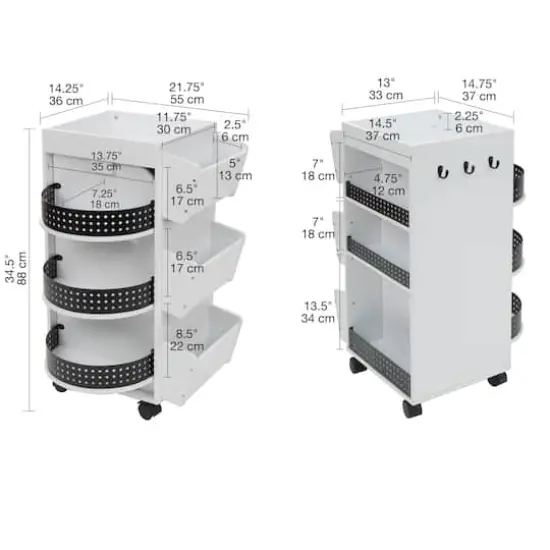 Studio Designs White & Black Swivel Mobile Organizer Cart {9}