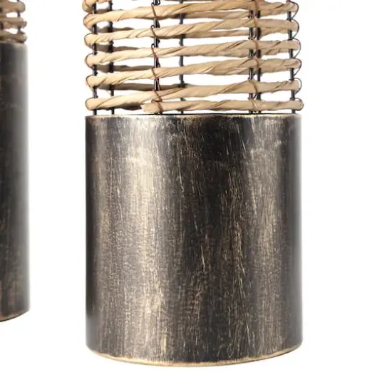 Light Brown Plastic Rattan Handmade Vase Set {4}