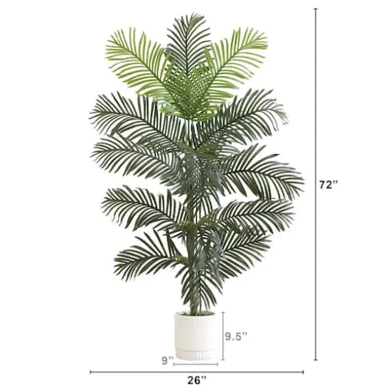 6ft. Artificial Paradise Palm with White Decorative Planter {3}