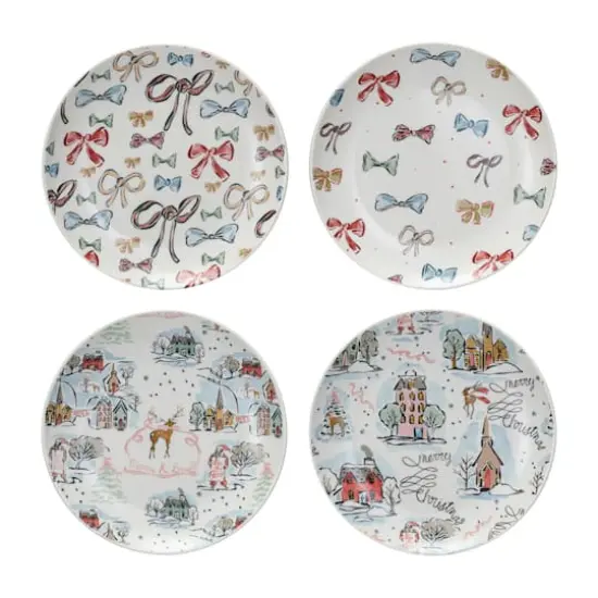 Hello Honey&reg; 8" Holiday Round Stoneware Plate Set {1}