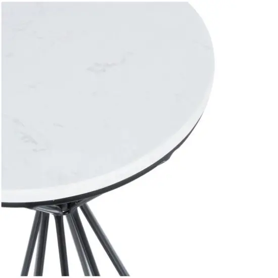 Black Metal Geometric Cone Shaped Rod Plant Stand with Marble Tabletop Set {3}