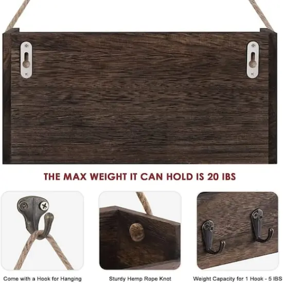 NEX&trade; Brown Hanging Wall-Mounted Mail Organizer with 5 Hooks {4}