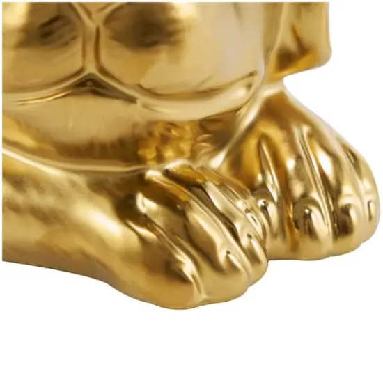 10" Gold Ceramic Laying Dog Sculpture {5}