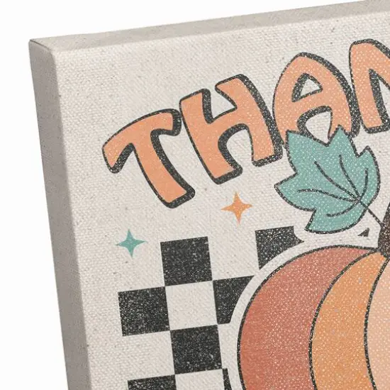 Thankful Grateful Blessed Check 12" x 12" Canvas Wall Art {6}