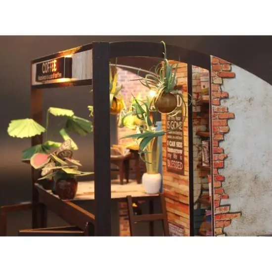 Wizardi Coffee House Miniature Dollhouse Roombox Kit {7}