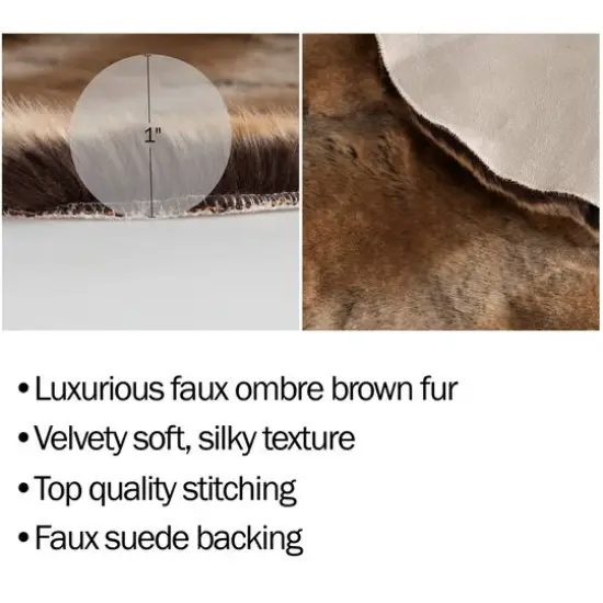 Hastings Home Faux Sheepskin Fur Rug, 2ft. x 3ft. Brown {6}