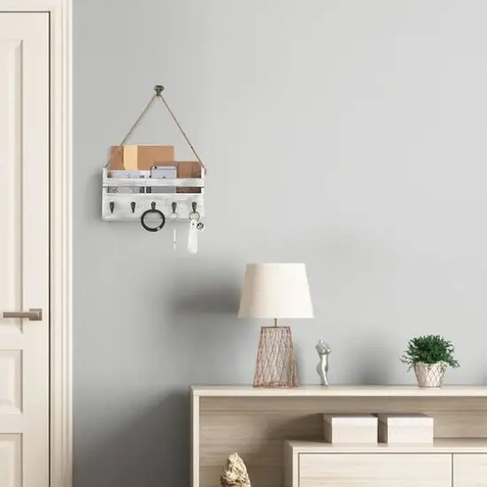 NEX&trade; Weathered Green Hanging Wall-Mounted Mail Organizer with 5 Hooks {6}