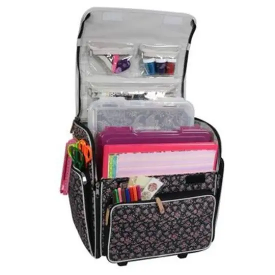 Everything Mary Floral Deluxe Collapsible Rolling Craft Bag {5}