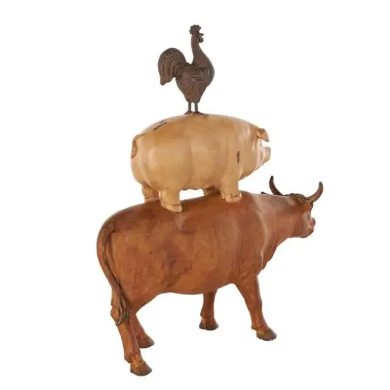 17" Multicolor Farm Animals Stacked Sculpture {7}