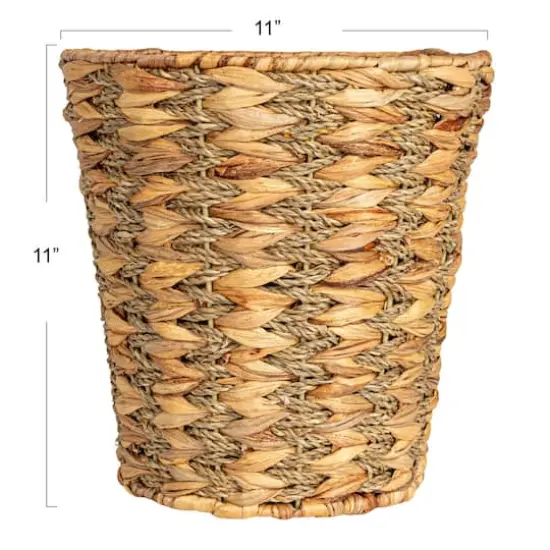 Household Essentials 11" Round Water Hyacinth & Seagrass Waste Basket {5}