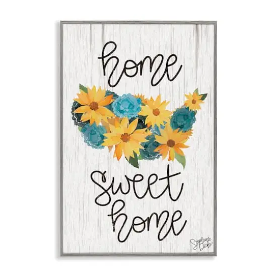 Stupell Industries Floral Americana Phrase Framed Giclee Art Gray {1}