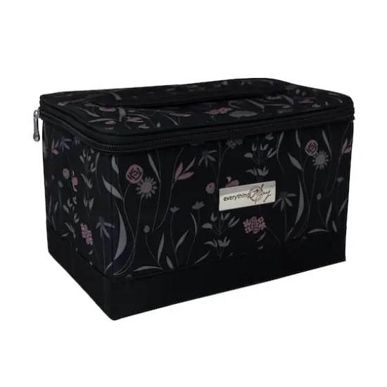 Everything Mary Pink & Gray Floral Collapsible Sewing Kit Organizer Box {1}