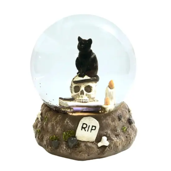 5.5" Black Cat on Skull Water Globe by Ashland&reg; {1}
