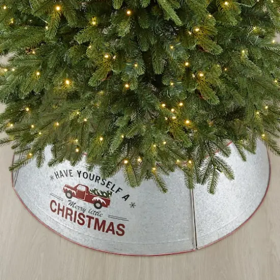 Glitzhome&reg; 40.5" Christmas Galvanized Metal Truck Tree Collar {4}