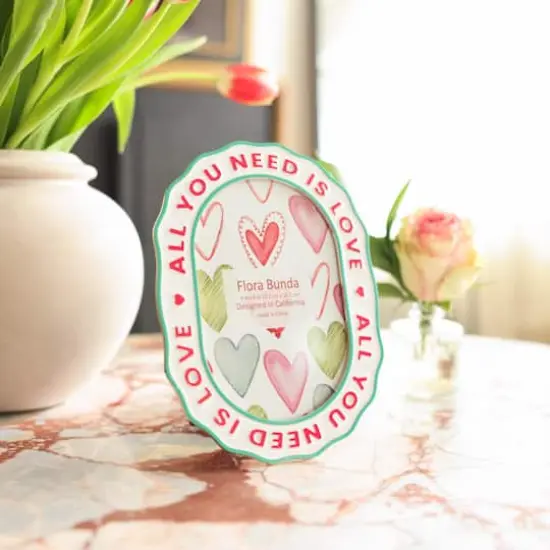 Flora Bunda 4" x 6" ALL YOU NEED IS LOVE Zinc Alloy Picture Frame {6}