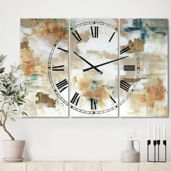 Designart Gilded Daydreams Oversized Multipanel Wall Clock {3}