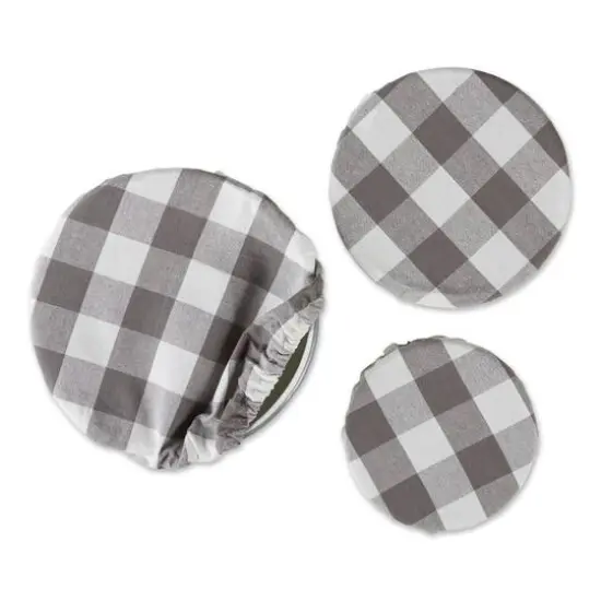DII&reg; Assorted Gray Buffalo Check Woven Dish Cover Set {3}