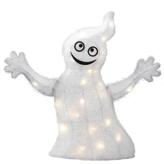 18" White LED Smiling Ghost Halloween Decor {1}