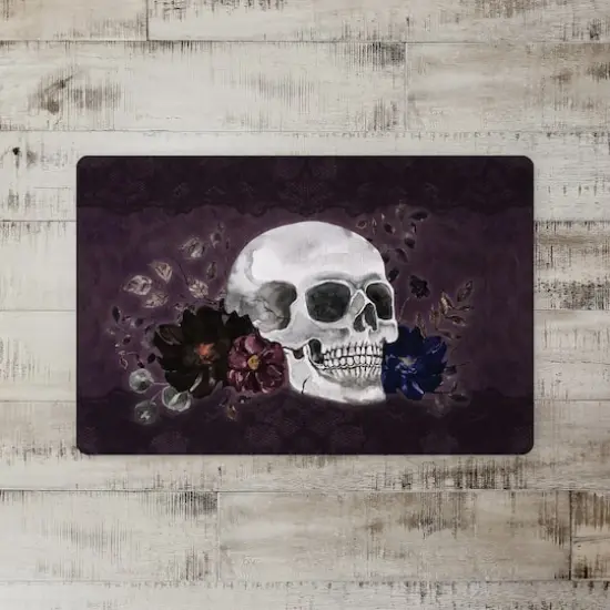 Floral Skull Floor Mat {3}