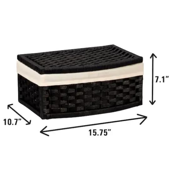 Household Essentials 7" Woven Basket with Lid Black {4}
