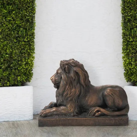 Glitzhome&reg; 22" Lying Guardian Lion Statue Brown {6}