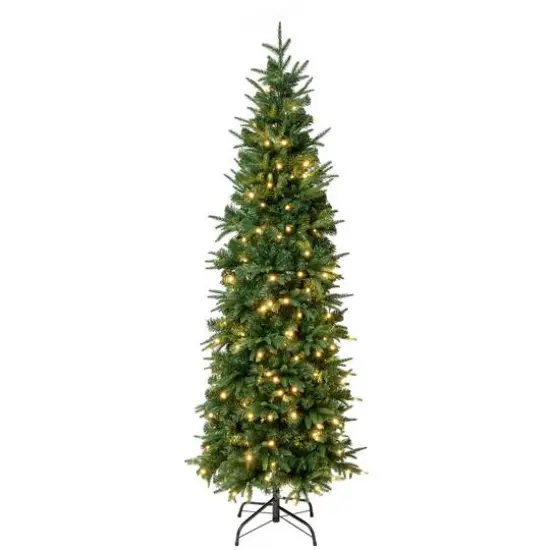 6ft. Pre-Lit Feel-Real&reg; Duxbury Slim Artificial Christmas Tree, Warm White LED Lights {1}