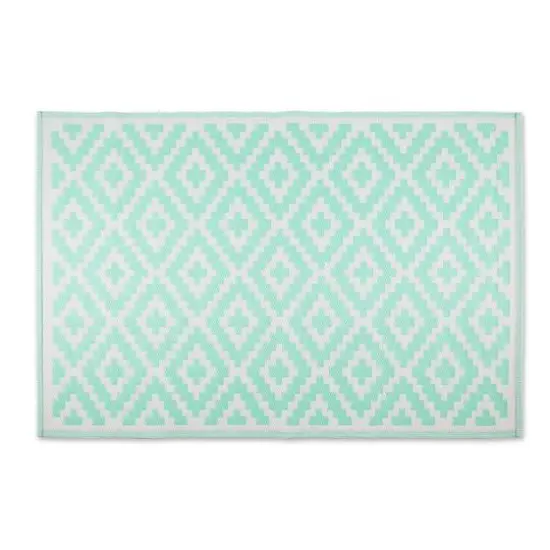 DII&reg; Mesa Diamonds Outdoor Rug, 4ft. x 6ft. Aqua/White {5}