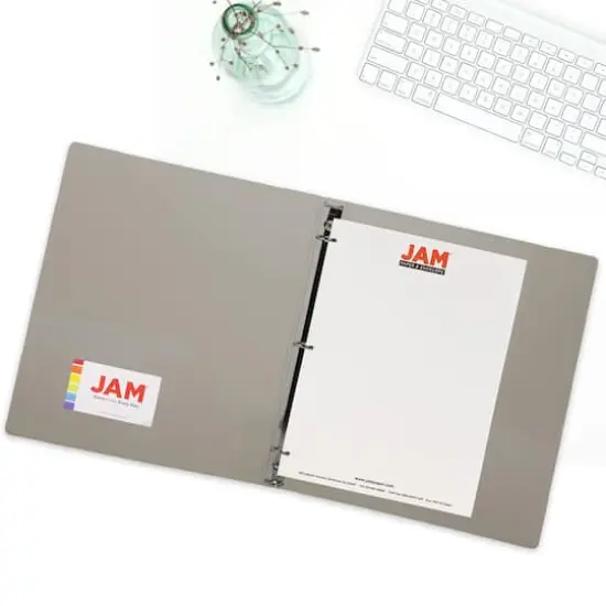 JAM Paper 0.75" Glass Twill Plastic 3-Ring Binder Smoke Gray {7}