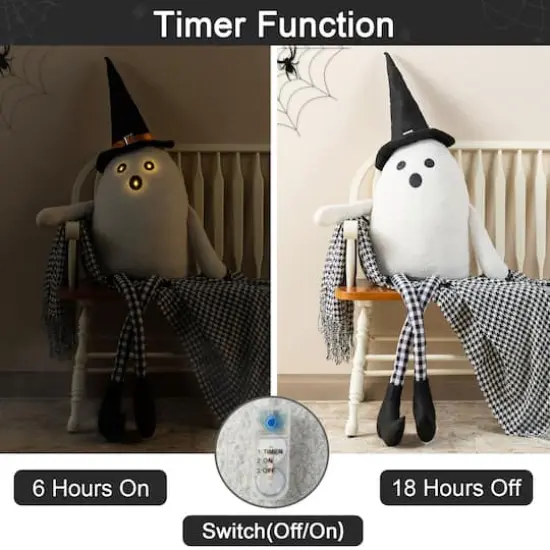 Glitzhome® 65.25"H Lighted Halloween Oversized Fabric Ghost Shelf Sitter {5}