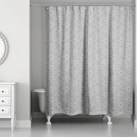 Contoured Leaves Shower Curtain Gray {1}