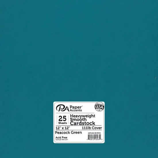 PA Paper™ Accents 12" x 12" 111lb. Smooth Cardstock, 25 Sheets Peacock Green {1}