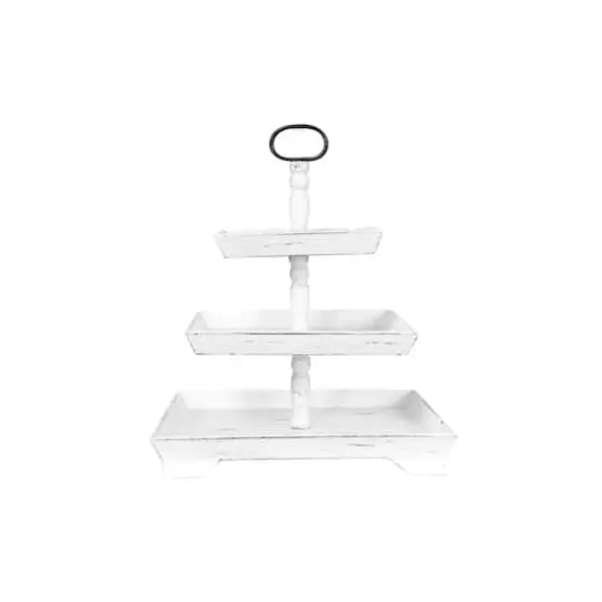 Hello Honey&reg; 25" White Decorative 3 Tier Tray {1}